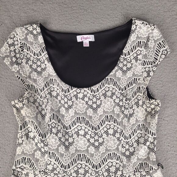 Candies Dress Womens Large White Floral Mini Embroidered‎ Scoop Neck - Picture 3 of 16